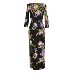 Robe fourreau en coton imprimé fleurs d'iris