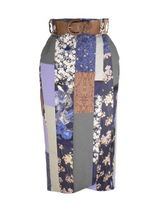 Jupe portefeuille en patchwork de coton japonais et soie