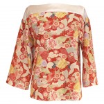 Blouse en coton japonais grues et éventails
