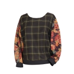 Sweat tartan bi-matière en laine et coton japonais