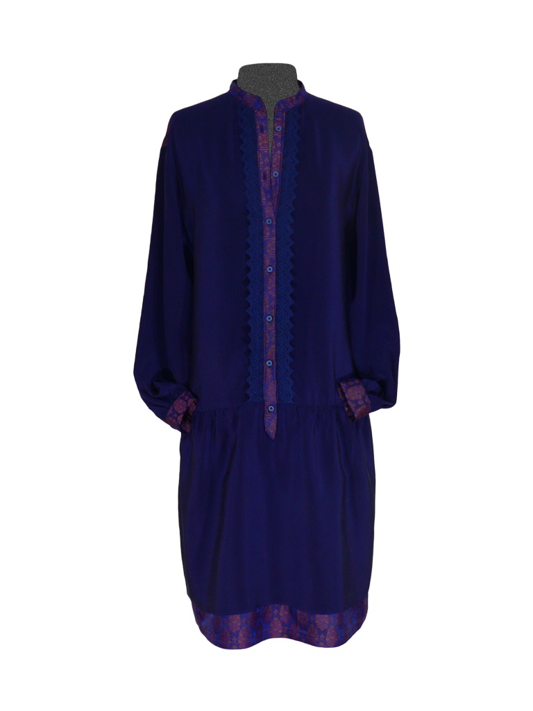 Robe chemise en crêpe de soie indienne