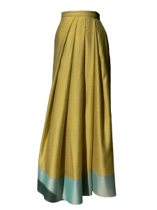Jupe portefeuille d'inspiration sari en jacquard de coton et soie