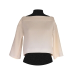 Crop top asymétrique en lin et coton