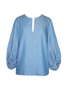 Blouse d'inspiration seventies en chambray de coton