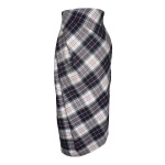 Jupe crayon asymétrique en laine tartan