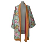 Kimono long en coton japonais vintage et laine