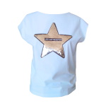 Tee-shirt en jersey de coton blanc et étoile brodée