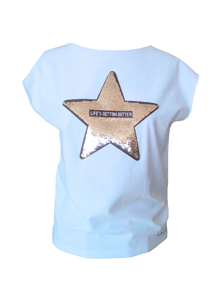Tee-shirt en jersey de coton blanc et étoile brodée