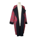 Manteau réversible en jersey de viscose et laine tartan rouge