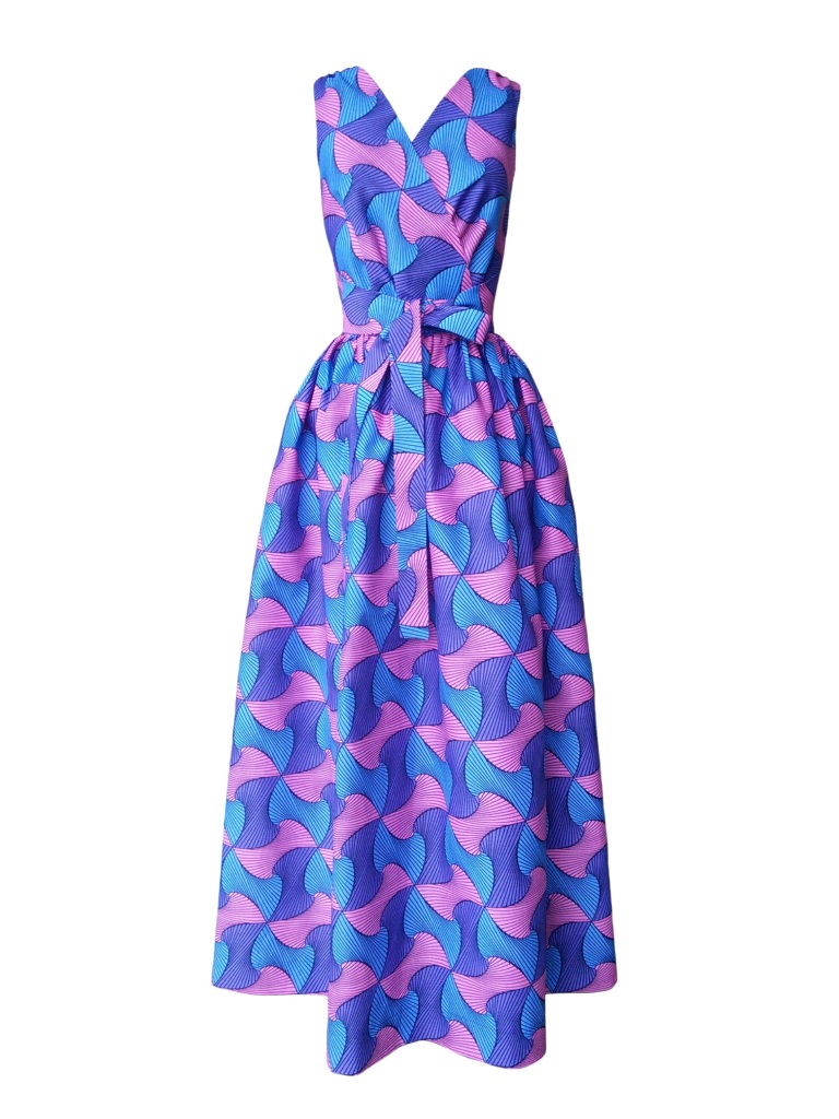 Robe dos nu transformable en wax géométrique rose et bleu