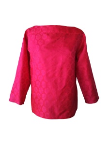 Top col bateau en jacquard de soie rouge