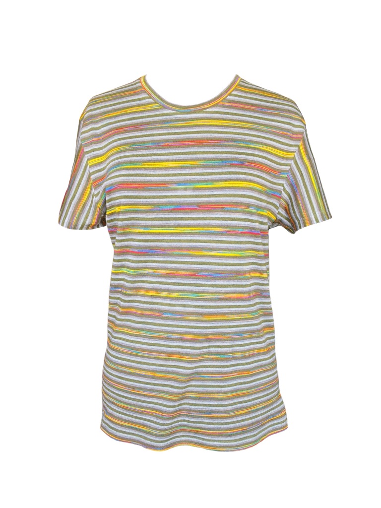 Tee-shirt coupe masculine en jersey de viscose à rayures multicolores