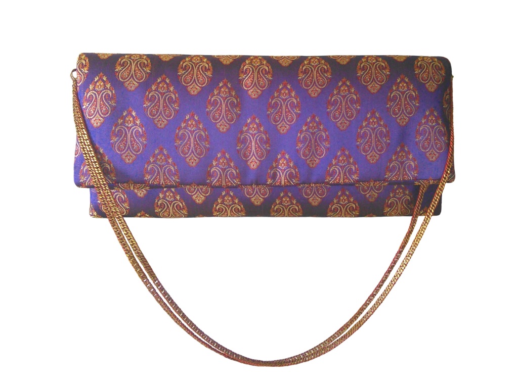 Petite pochette en jacquard de soie multicolore