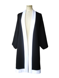 Kimono long en jersey de viscose noir et blanc