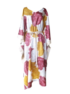 Caftan long à imprimé floral japonisant