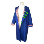 Manteau oversize réversible en bleu de chine et wax