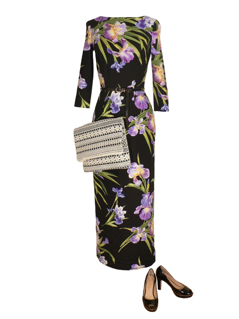 Idée look - Robe fourreau en coton imprimé fleurs d'iris