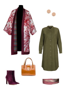 Idée look - Kimono en coton et laine tartan mélangée