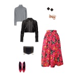 Idée look - Jupe midi taille froncée en coton imprimé coquelicots