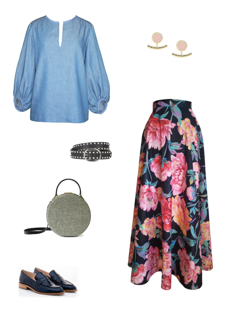 Idée look - Robe trompe-l’œil en coton imprimé pivoines - Jupe longue à godets