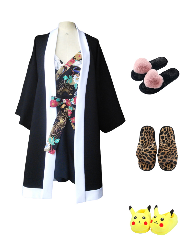 Idée look - Kimono long en jersey de viscose noir et blanc