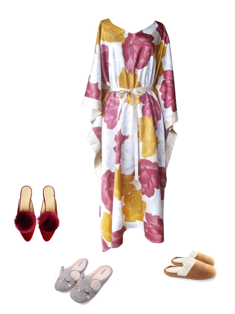 Idée look - Caftan long à imprimé floral japonisant