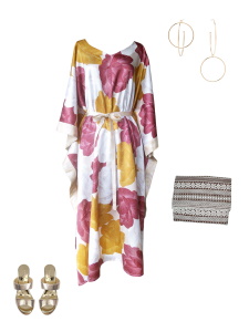 Idée look - Caftan long à imprimé floral japonisant