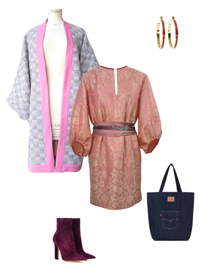 Idée look - Robe tunique d’inspiration seventies en jacquard de soie indienne et sa ceinture upcyclée