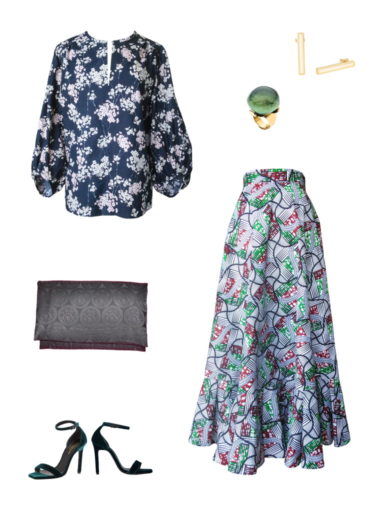 Idée look - Tunique d'inspiration seventies en coton japonais gaufré imprimé fleurs de pommier