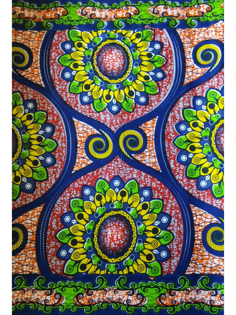 Wax multicolore à motifs fleurs et arabesques