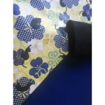 Kit matières pour sweat en jersey de viscose et coton japonais bleu foncé et chats