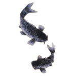 Duo de carpes koï noires en coton japonais